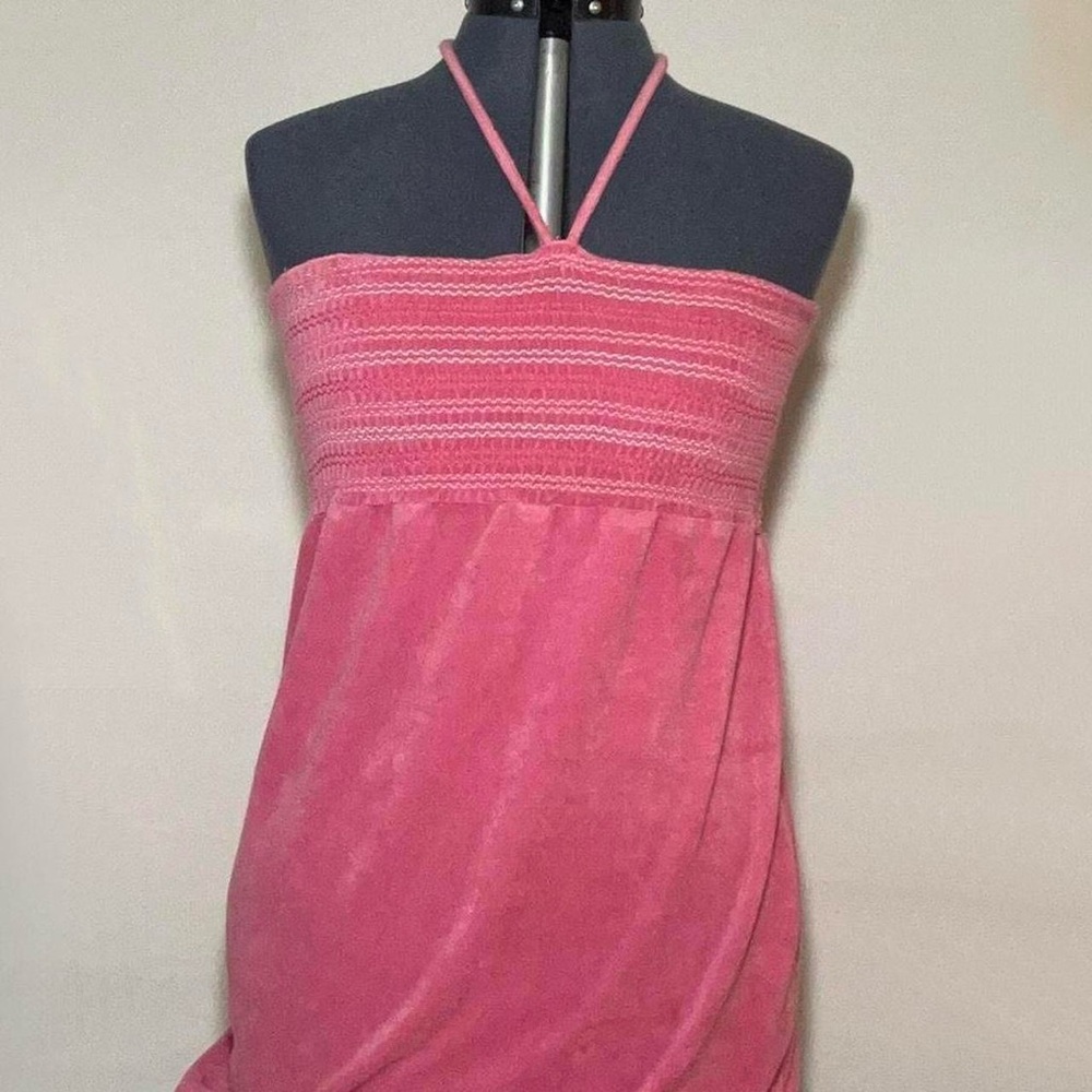 Pink terry cloth swim coverup dress